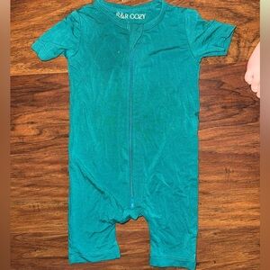 Bamboo Teal Kids Zip Shorty Romper